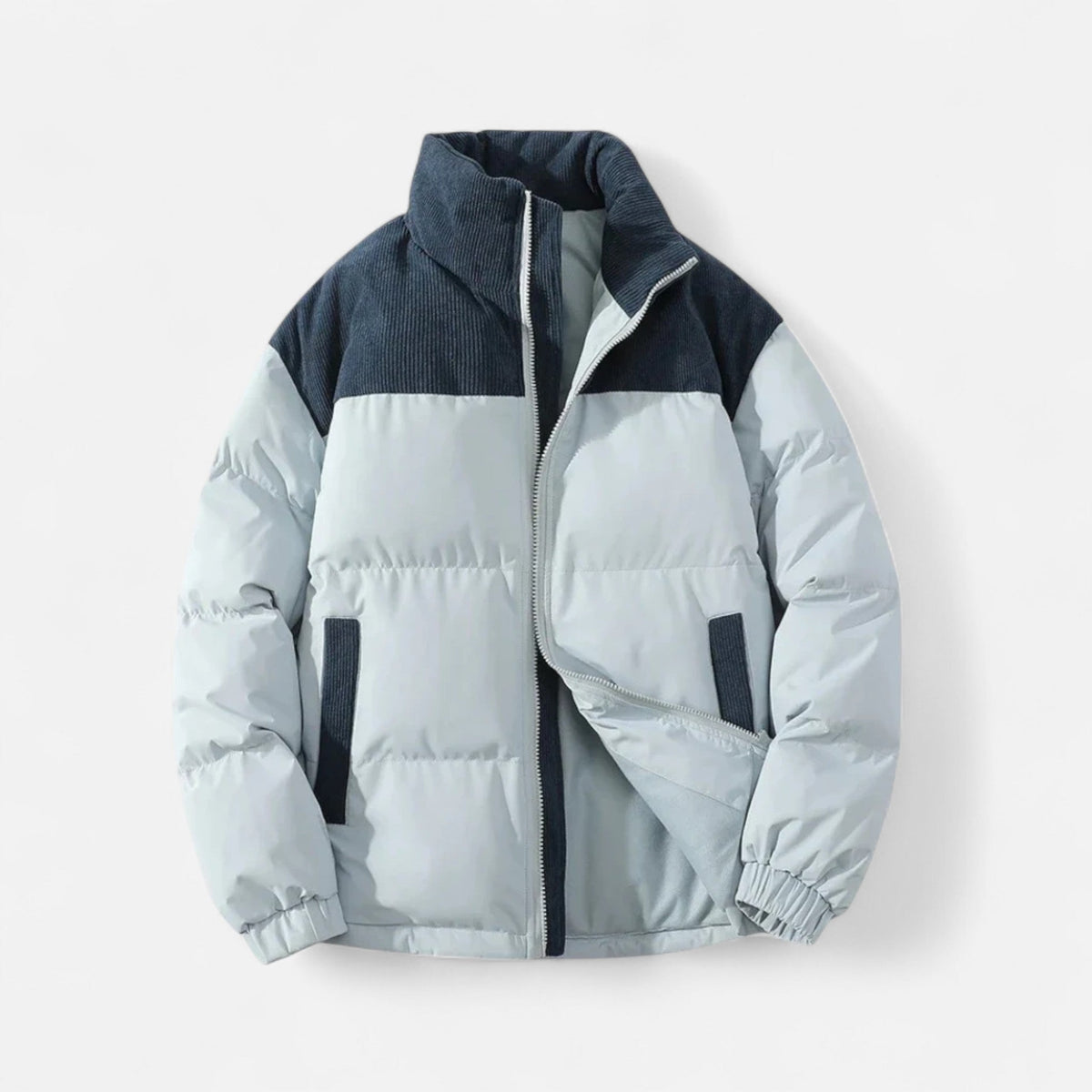 Men's Quilted Insulating Down Jacket Timeless Elegance — Gray