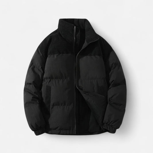 Men's Quilted Insulating Down Jacket Timeless Elegance — Black
