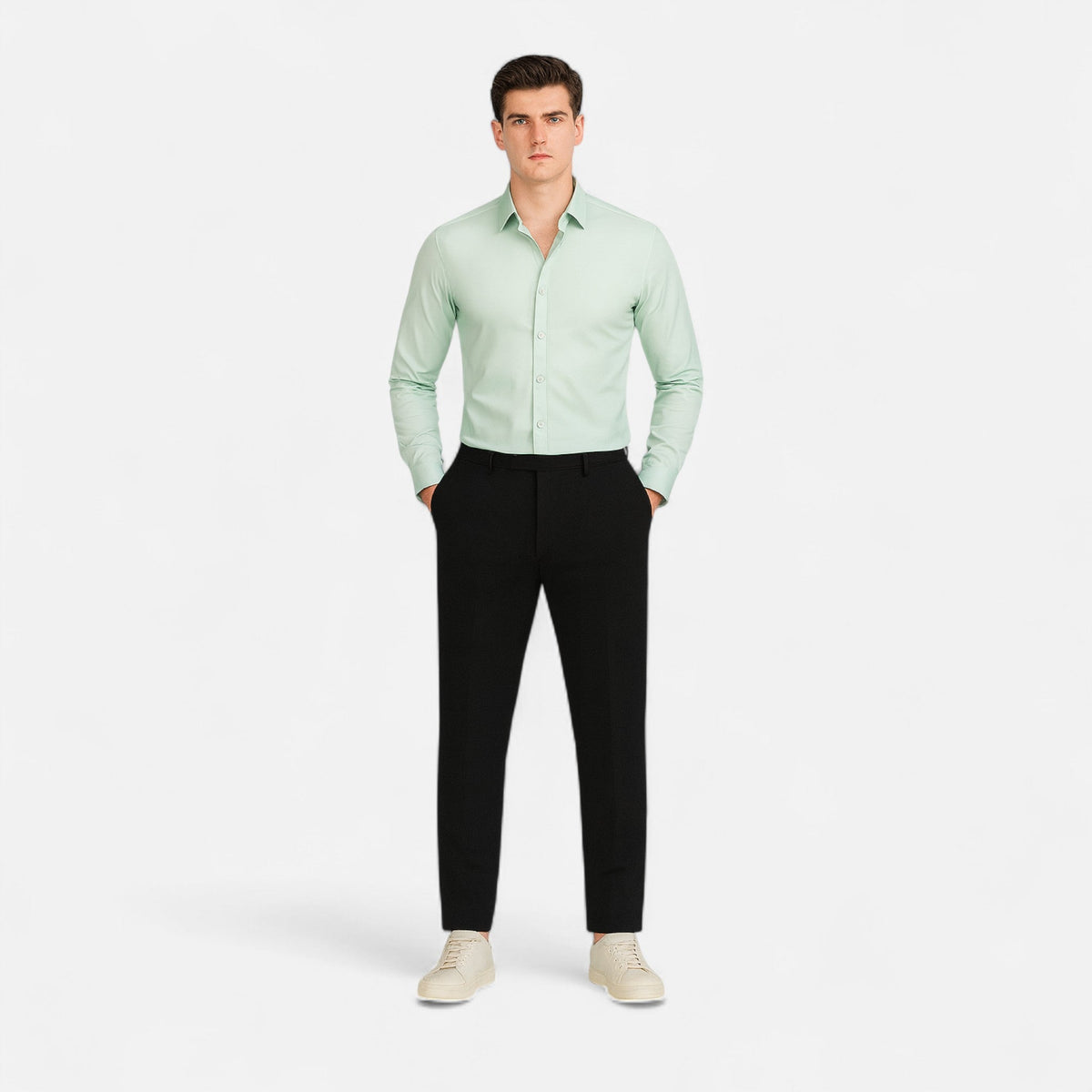 Men's Fitted Shirt Timeless Elegance — Light Green