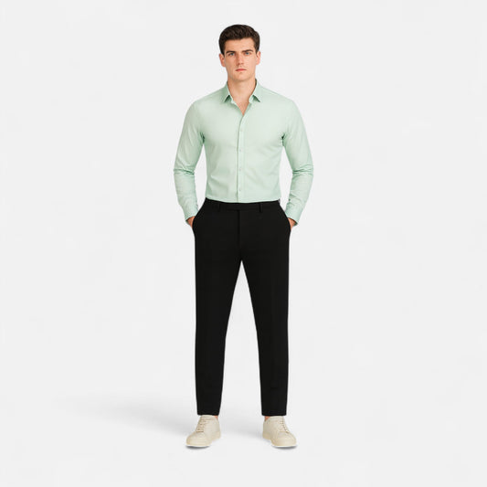Men's Fitted Shirt Timeless Elegance — Light Green