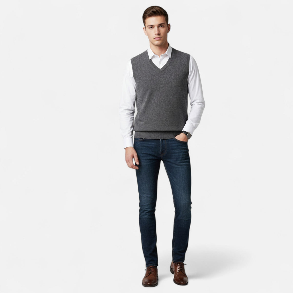 Men's V-Neck Vest — Gray