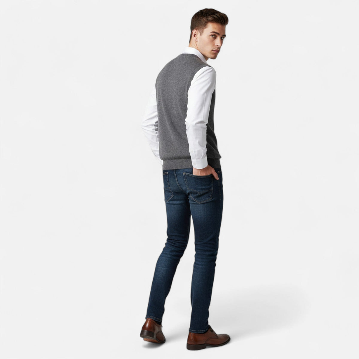 Men's V-Neck Vest — Gray