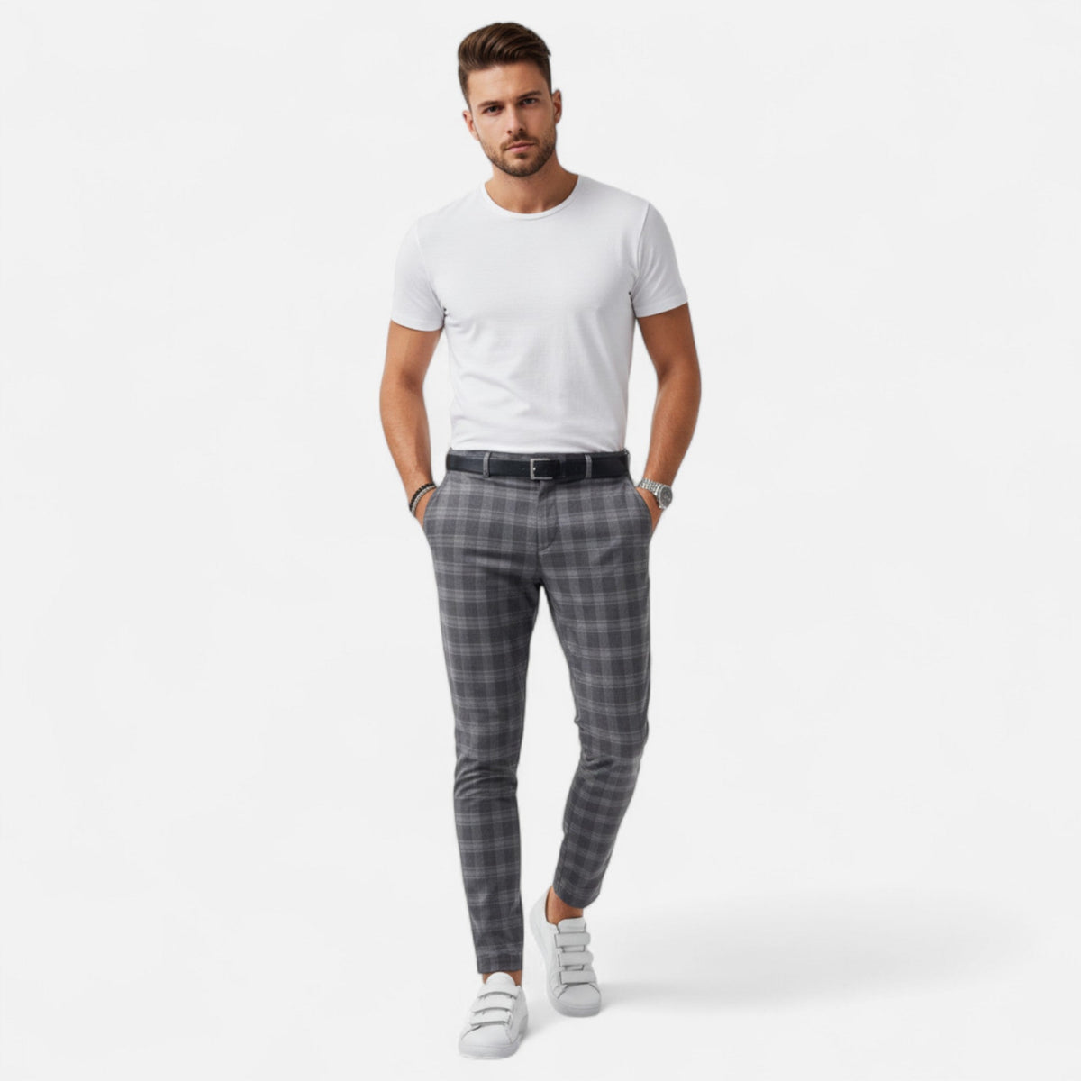 Men's Checked Chino Pants Elegance — image 1