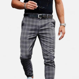 Men's Checked Chino Pants Elegance — Grey