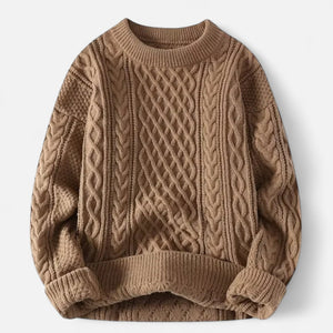 Classic Men's Sweater – Cable Knit — Brown