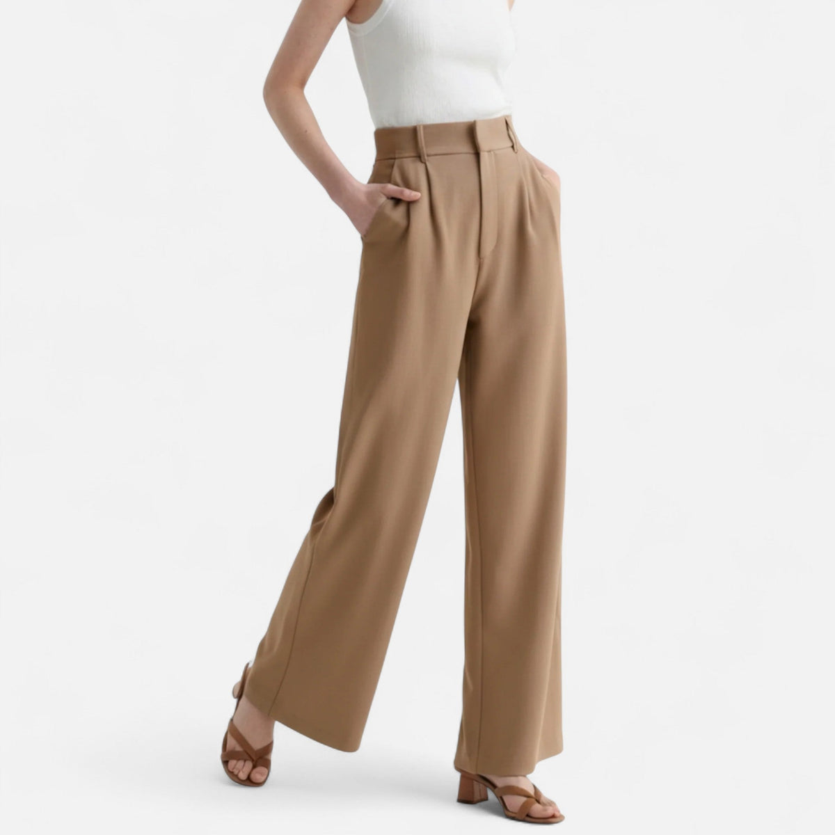 Women's High Waist Pants Timeless Elegance — Chestnut