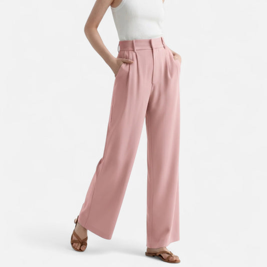 Women's High Waist Pants Timeless Elegance — Pink