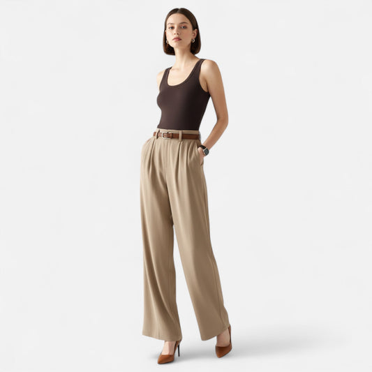 Women's Palazzo Pants High Waist Timeless — Khaki