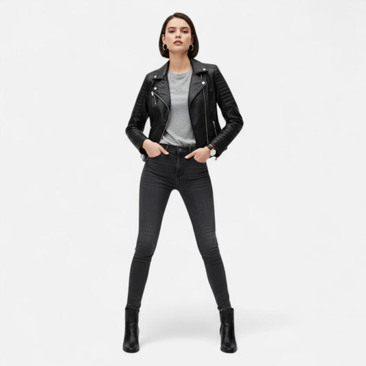 Timeless Women's Biker Design Jacket — Black