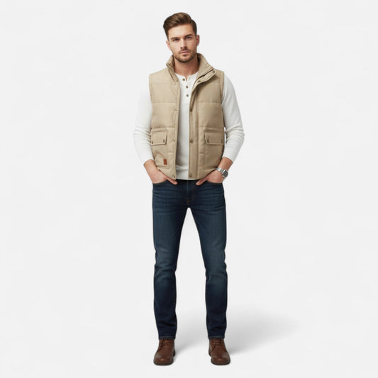 Men's Sleeveless Vest Timeless Elegance — Beige