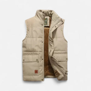 Gilet pour homme à col montant et poches à rabat — Beige
