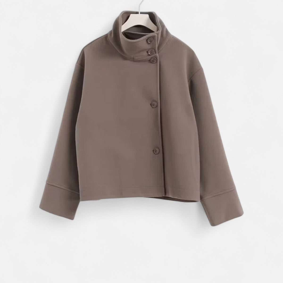 Women's Short Coat High Collar Chic — Beige