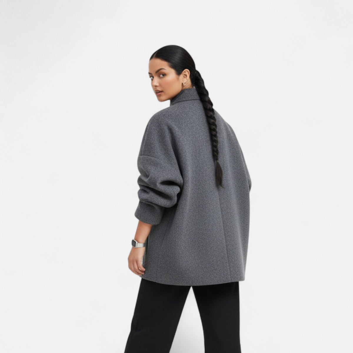 Women's Short Coat High Collar Chic — Grey