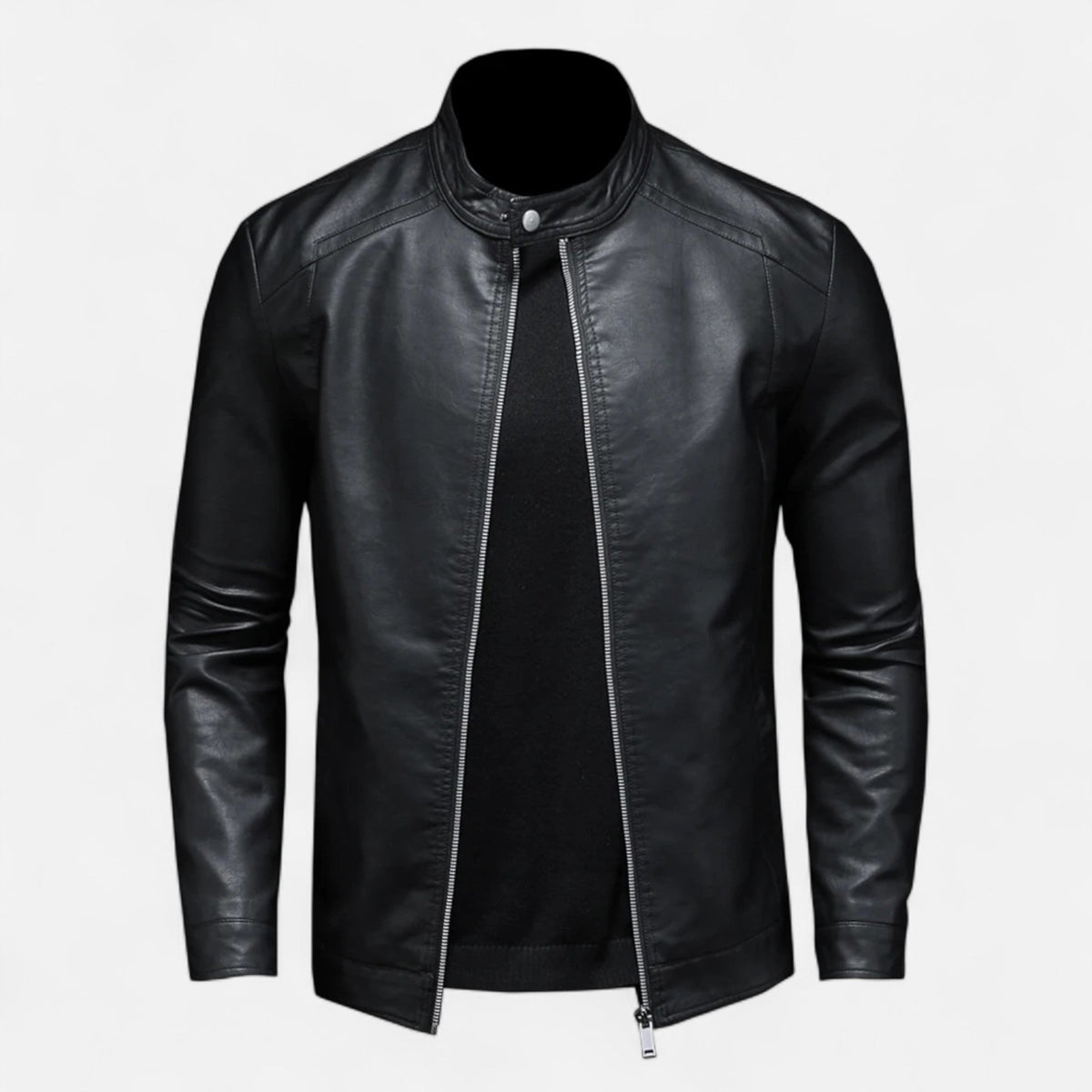 Men's Slim Fit Biker Jacket — Black