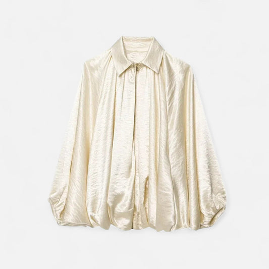Elegant Oversized Quilted Women's Jacket — Beige