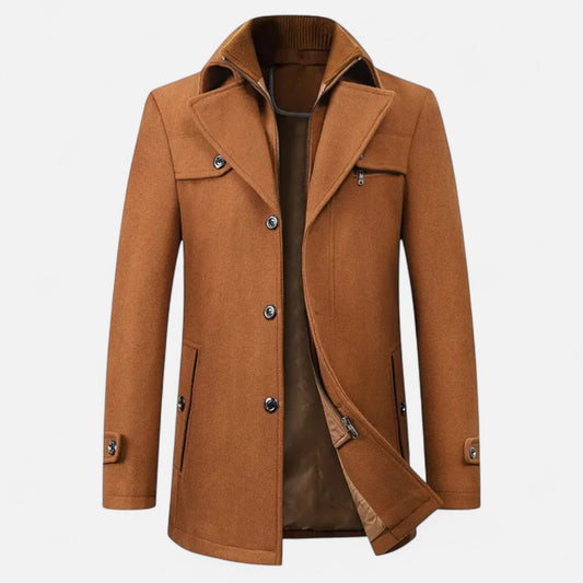 Men's Trench Coat Double Collar Zipped — Light Brown
