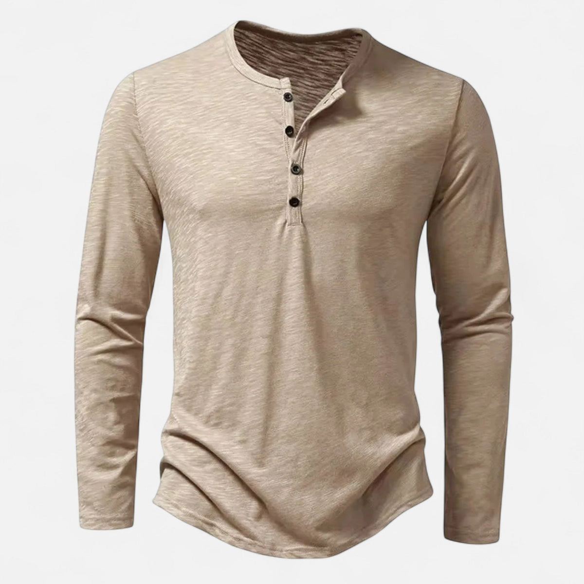 Haut henley pour homme à coupe ajustée et manches longues — Beige