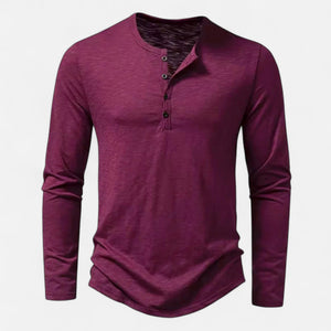 Men's Henley Long Sleeve Slim Fit — Purple