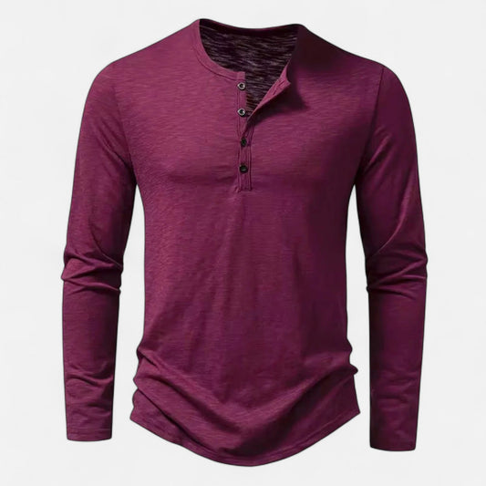 Men's Henley Long Sleeve Slim Fit — Purple