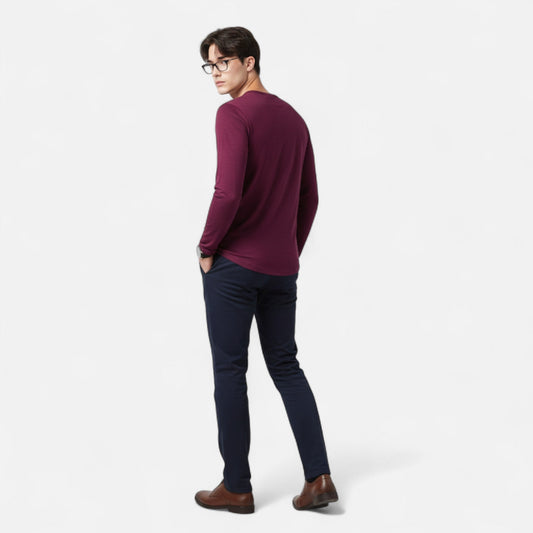 Men's Henley Long Sleeve Slim Fit — Purple