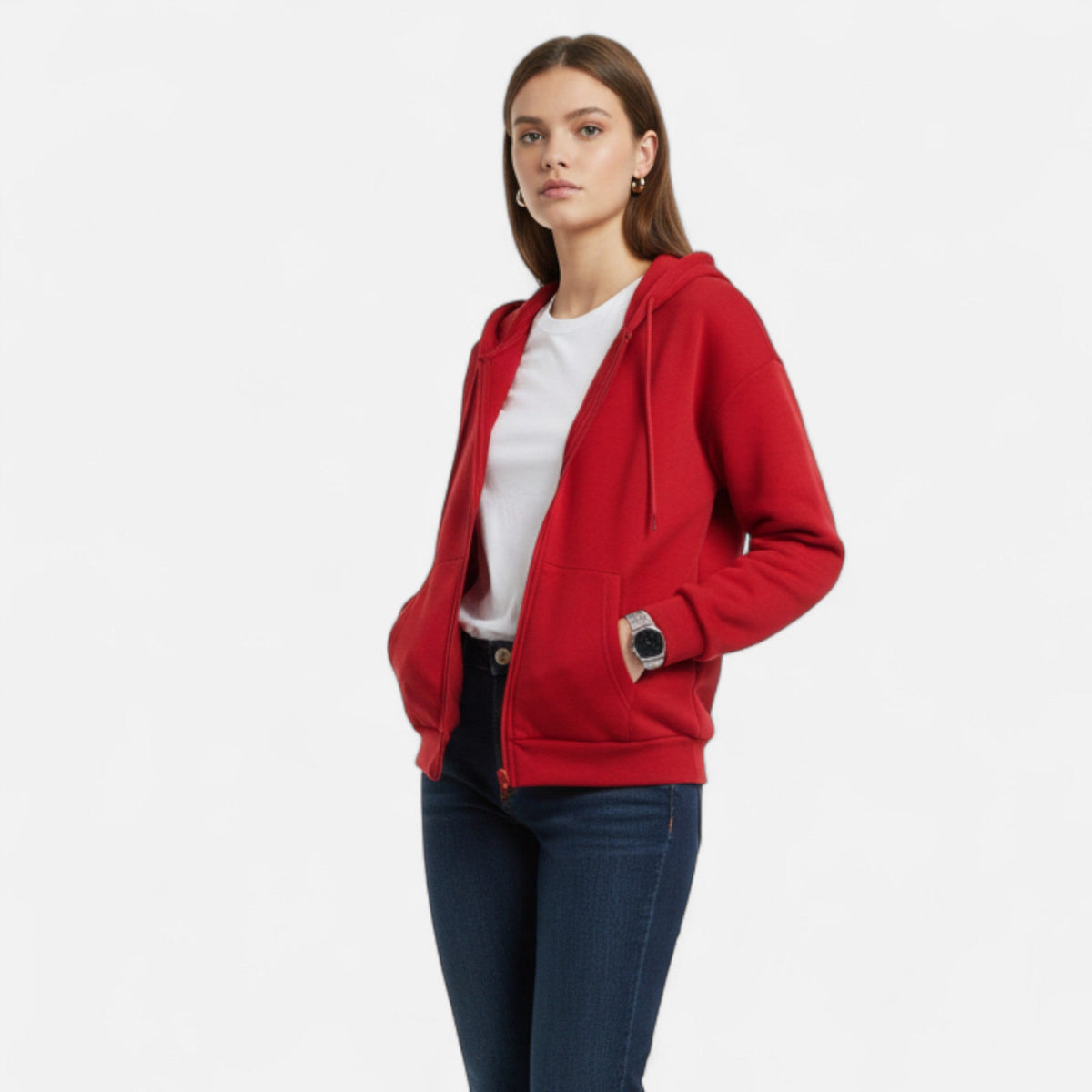 Women's Zip-Up Hoodie — Red