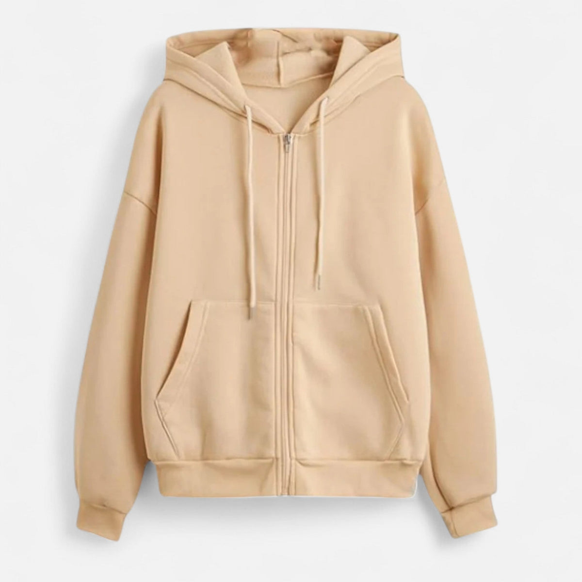 Women's Zip-Up Hoodie — Beige