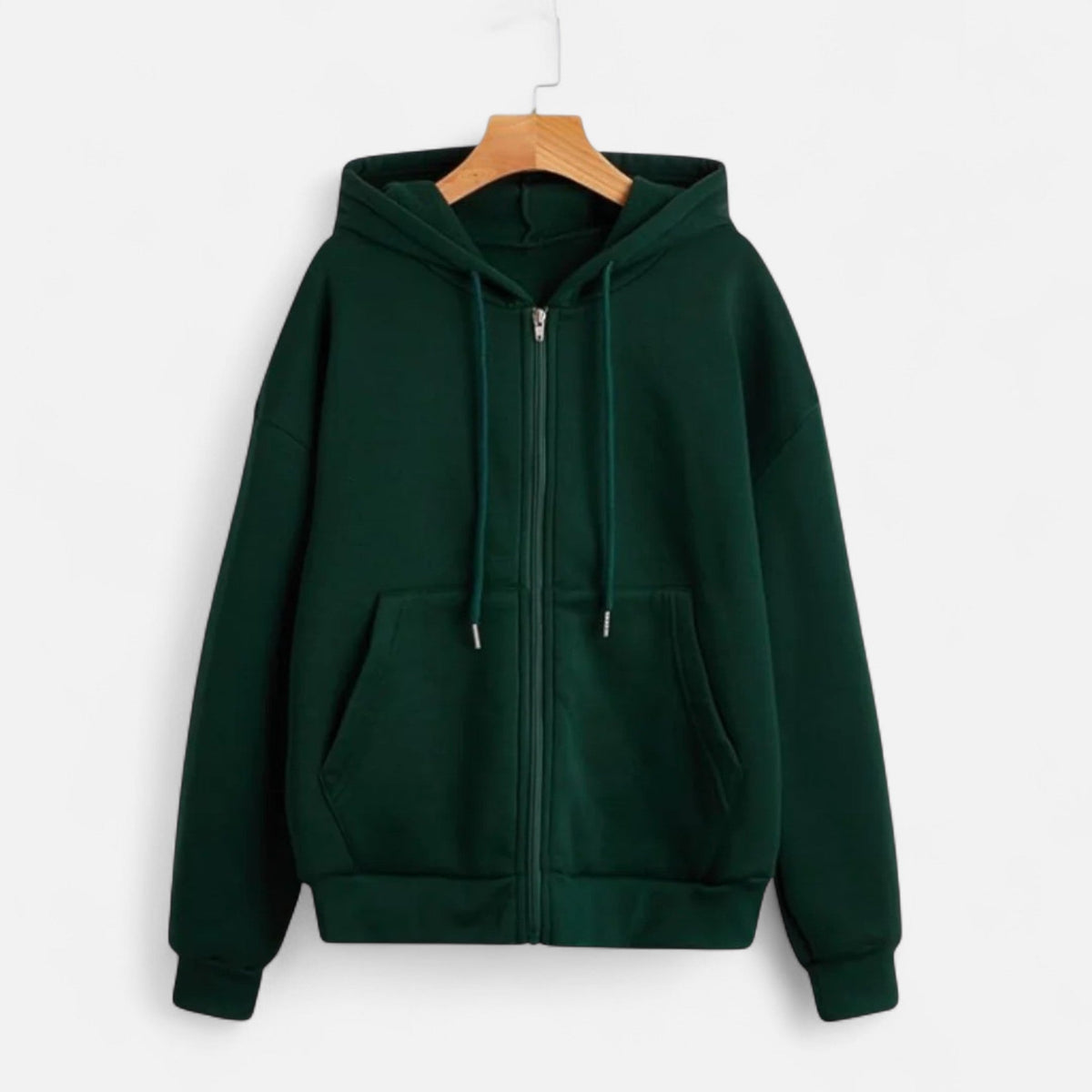 Women's Zip-Up Hoodie — Olive Green