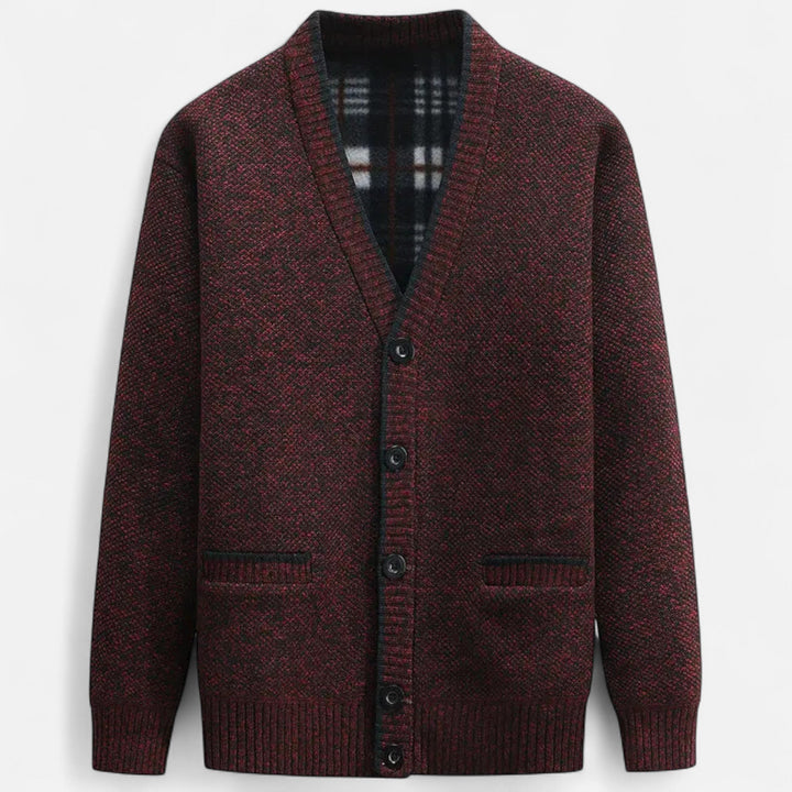 Men's Knit Cardigan — Red