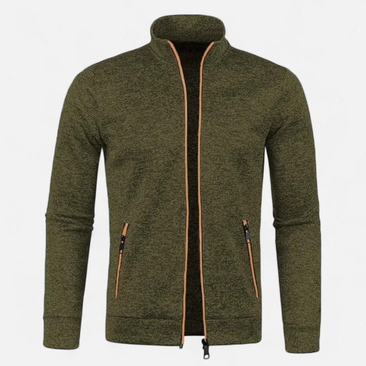 Men's Zip Cardigan — Olive Green