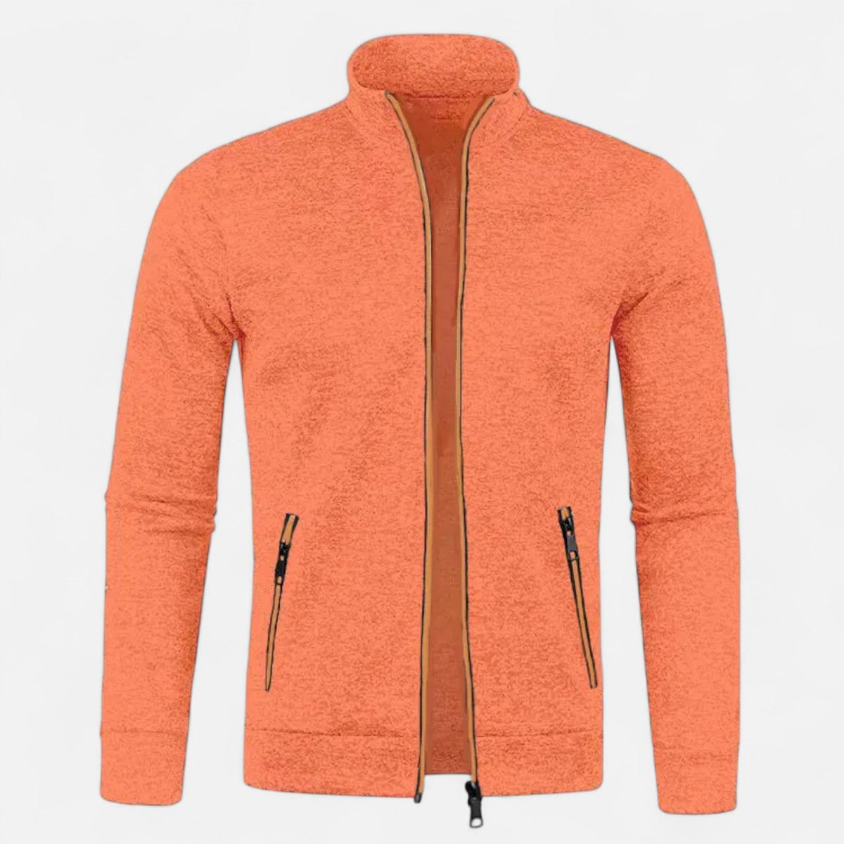 Men's Zip Cardigan — Orange