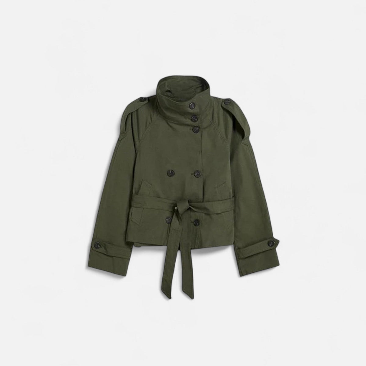 Women's Short Belted Trench Coat — Green