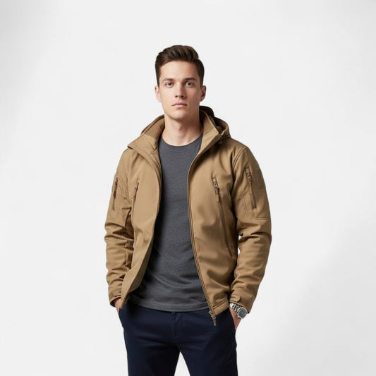 Men's Softshell Jacket with Hood — Light Brown