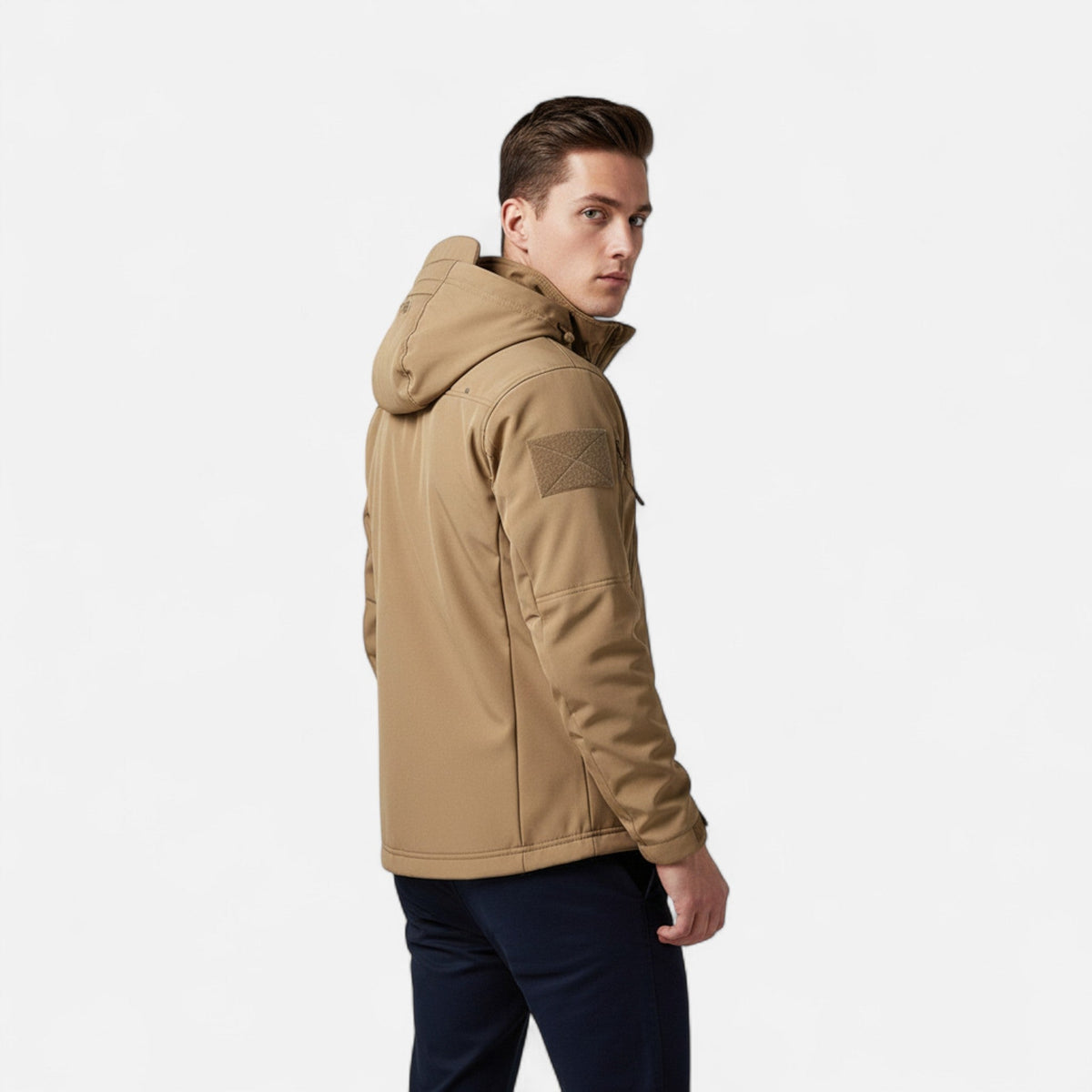 Men's Softshell Jacket with Hood — Light Brown