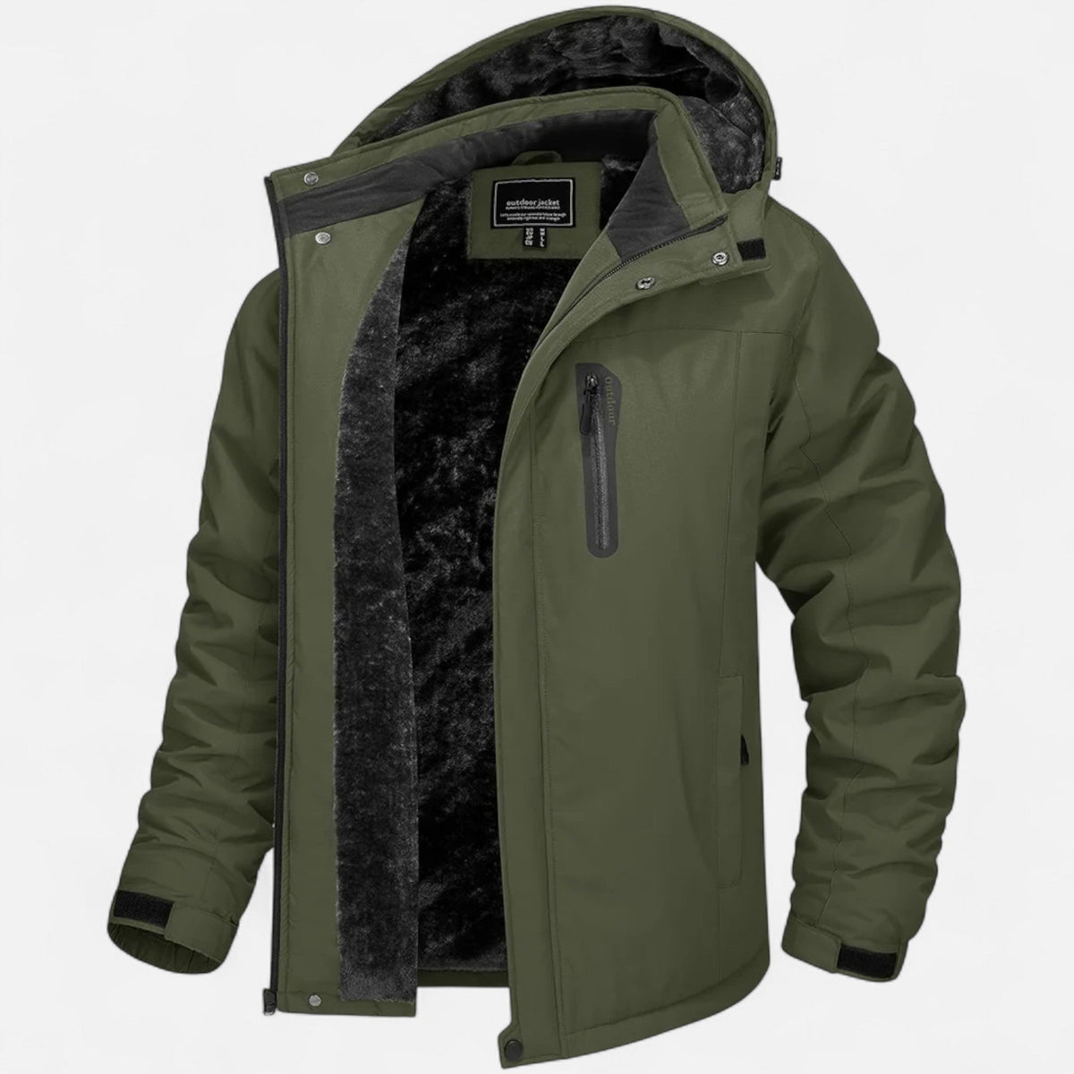 Men's Winter Parka with Fleece Lining — Olive Green