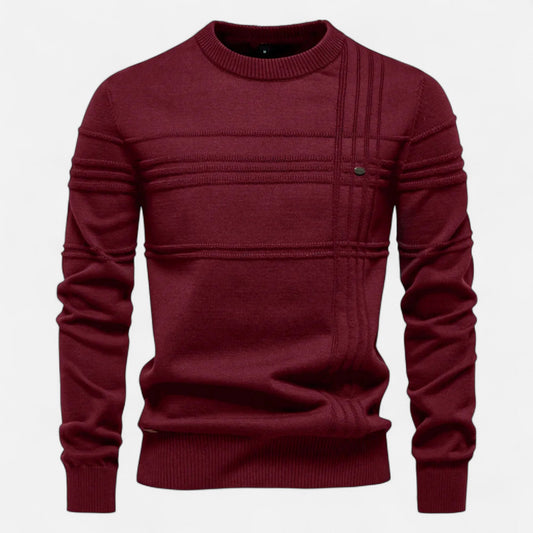 Classic Men's Striped Sweater — Burgundy