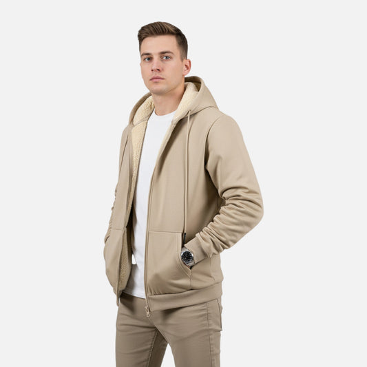 Men's Zip-Up Hoodie Jacket Lined with Fleece — product view