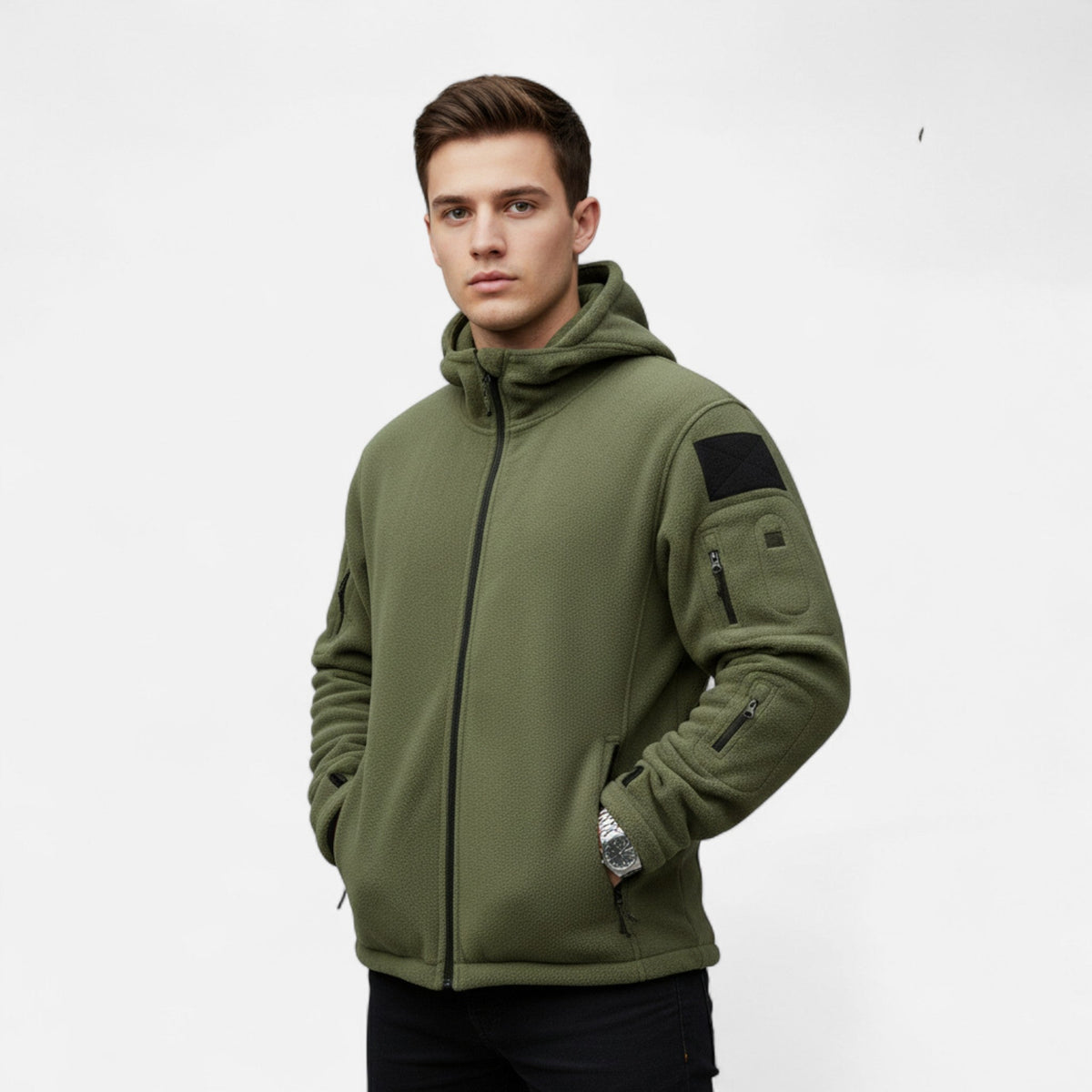 Men's Tactical Fleece Jacket with Hood — product view