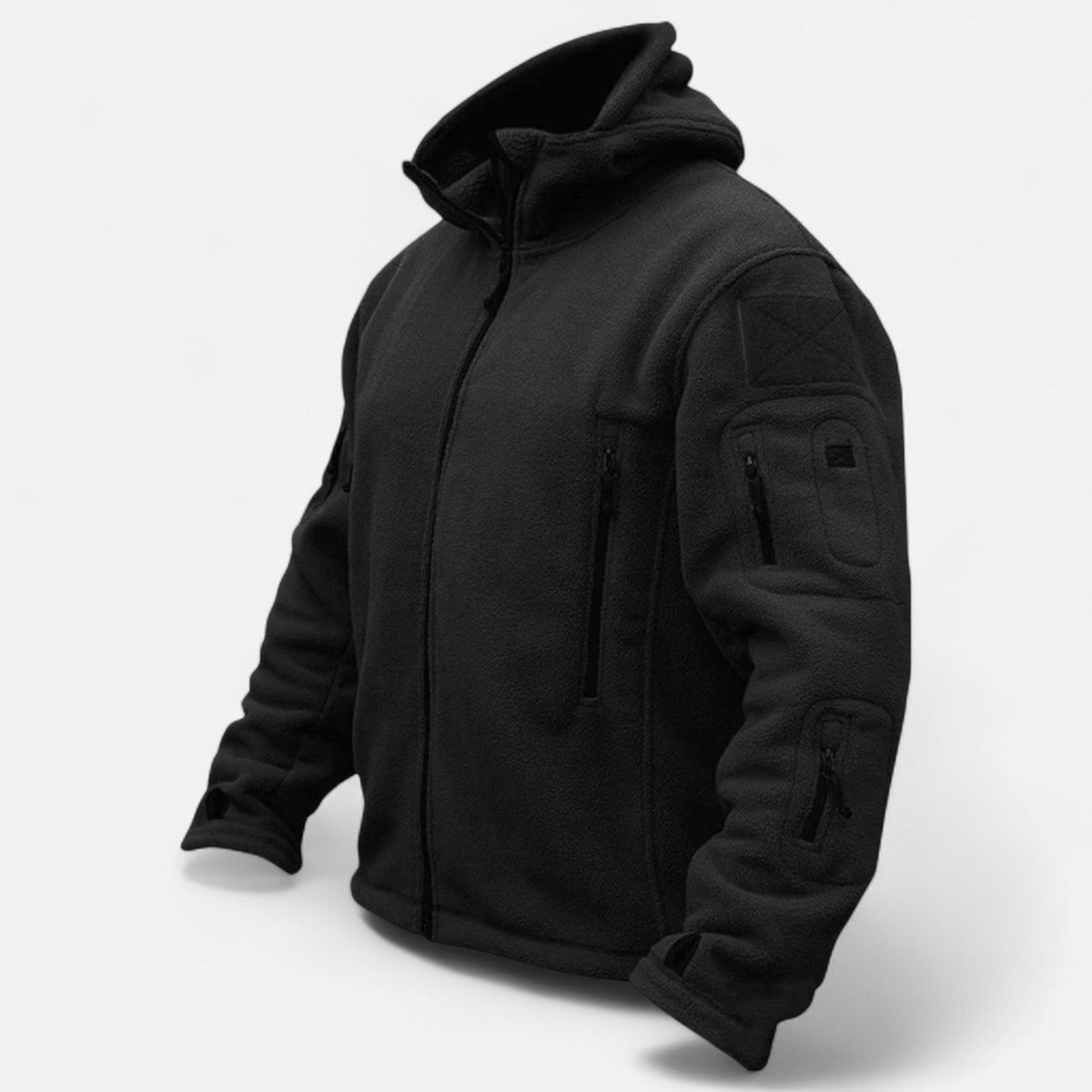 Men's Tactical Fleece Jacket with Hood — Black