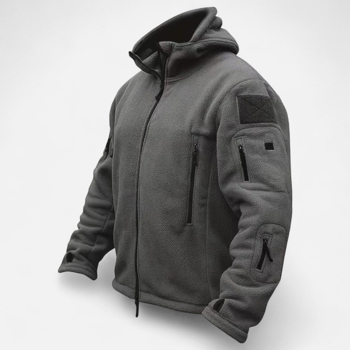 Men's Tactical Fleece Jacket with Hood — Gray