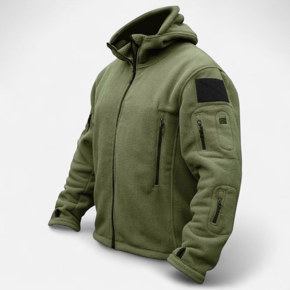 Men's Tactical Fleece Jacket with Hood — Olive Green