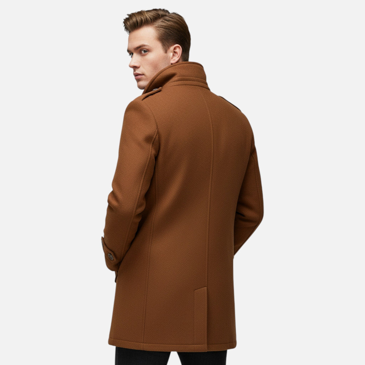 Men's Winter Coat with Double Collar — Brown