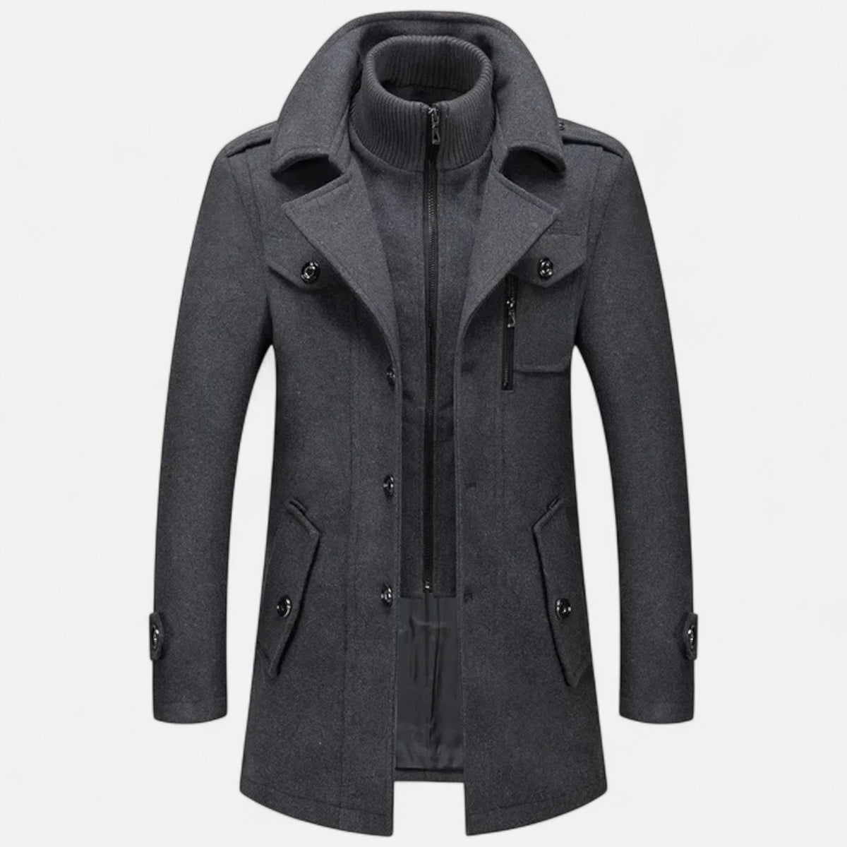 Men's Winter Coat with Double Collar — Gray