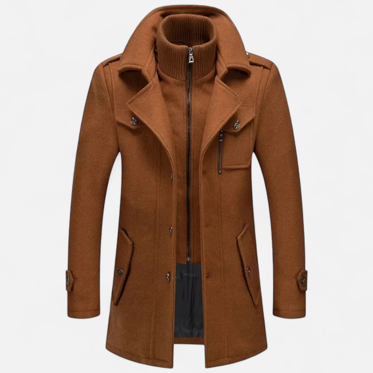 Men's Winter Coat with Double Collar — Brown