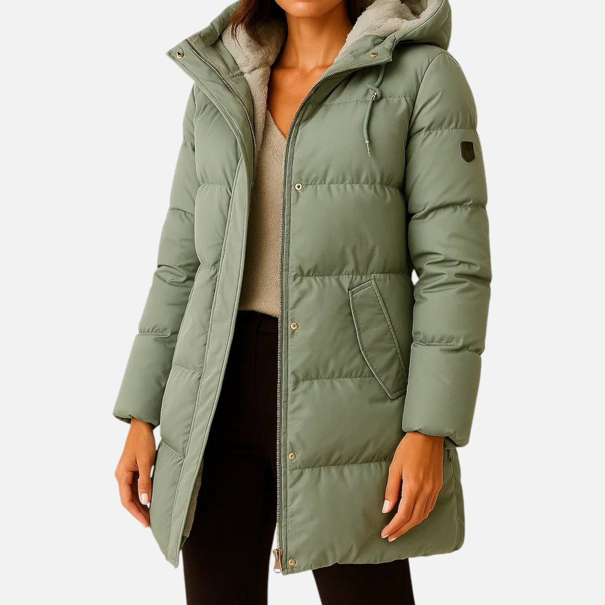Elegant Down Jacket for Women – Refined Design Autumn/Winter — Light Green