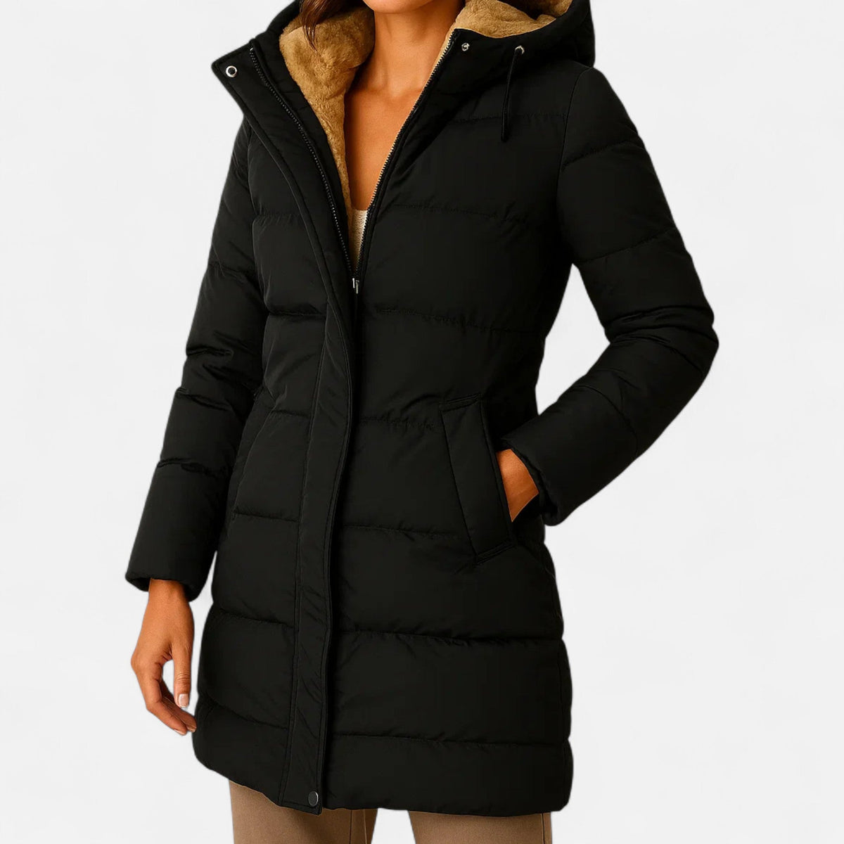 Elegant Down Jacket for Women – Refined Design Autumn/Winter — Black