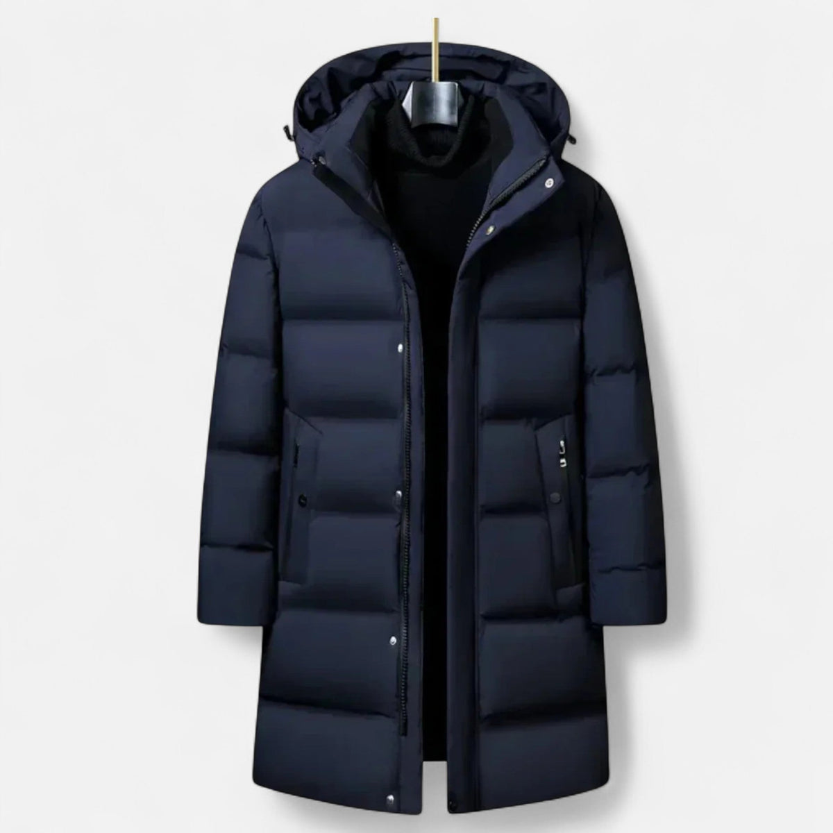 Winter Parka for Men – Insulating Elegance with Hood — Navy Blue