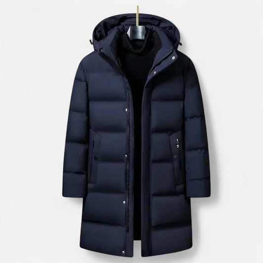 Winter Parka for Men – Insulating Elegance with Hood — Navy Blue