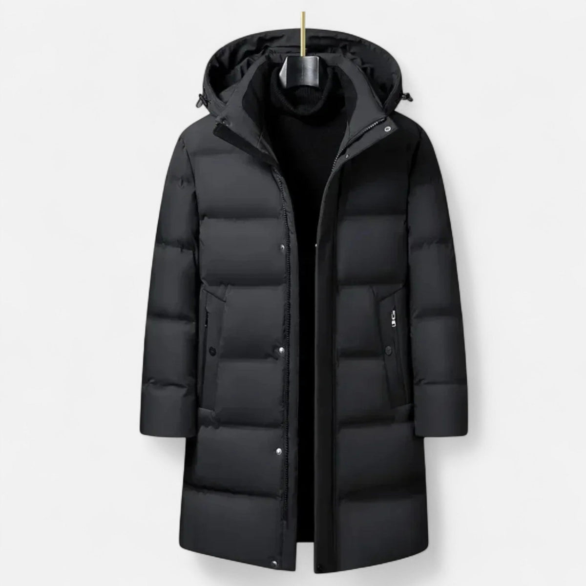 Winter Parka for Men – Insulating Elegance with Hood — Black