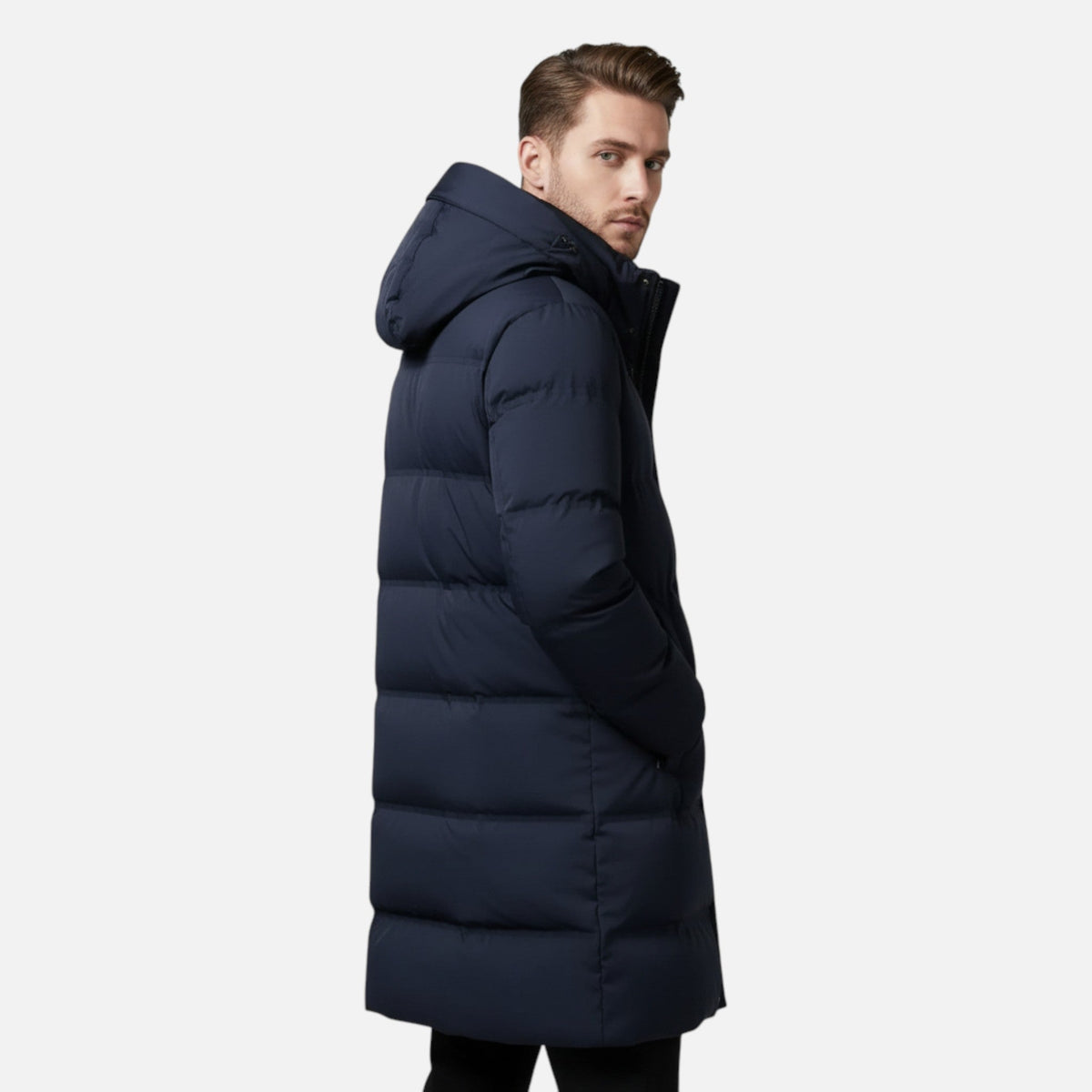 Winter Parka for Men – Insulating Elegance with Hood — Navy Blue