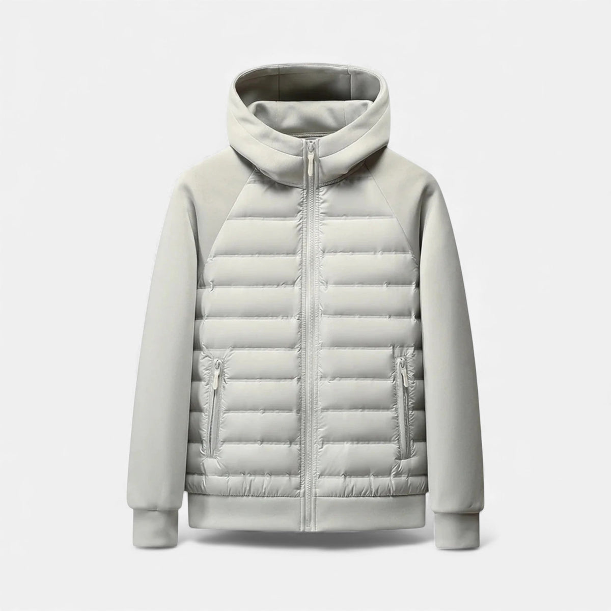 Lightweight Men's Hooded Down Jacket — Light Gray